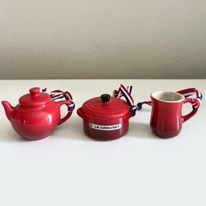 Le Creuset Red Miniature Tea Oranament Set